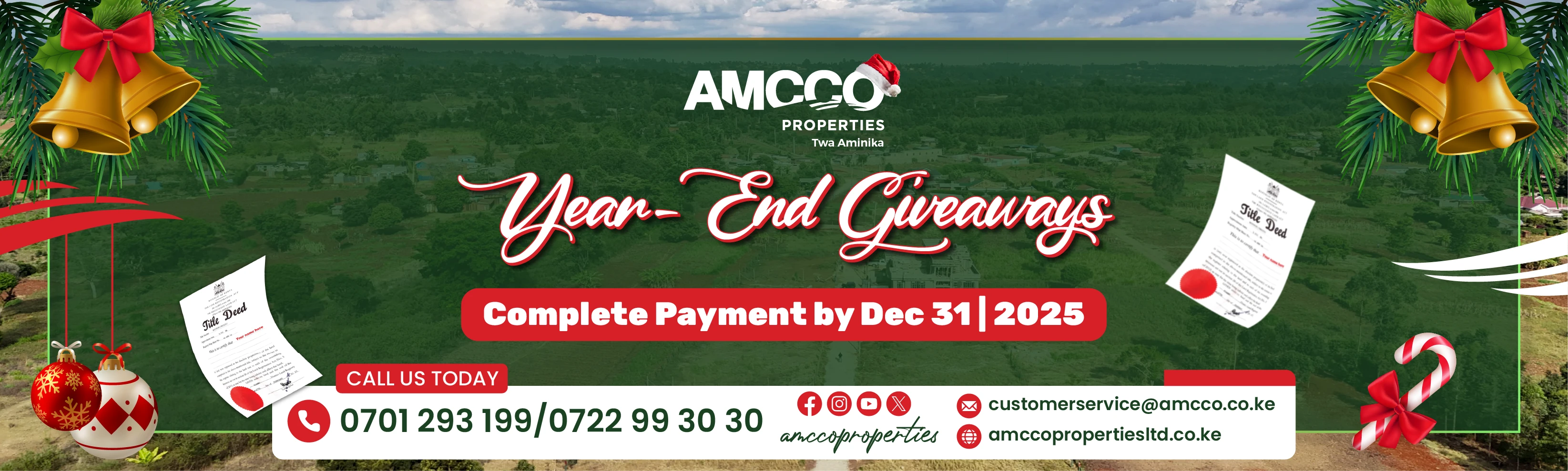 AMCCO Properties Launches End of Year Giveaways for Land Buyers Completing Payment by December 31st